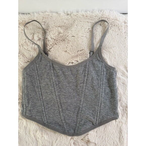 Colsie Tops - Colsie Tank Corset Womens Ribbed Gray Size Medium M Boning Excellent